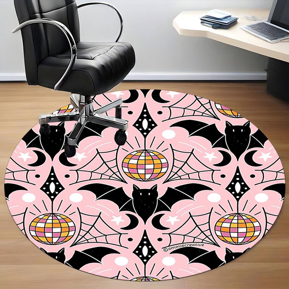 1pc Bat PrintChair Carpet for Office, Indoor Non-Slip Washable Polyester Fiber Carpet, Mat For Office, Machine Washable