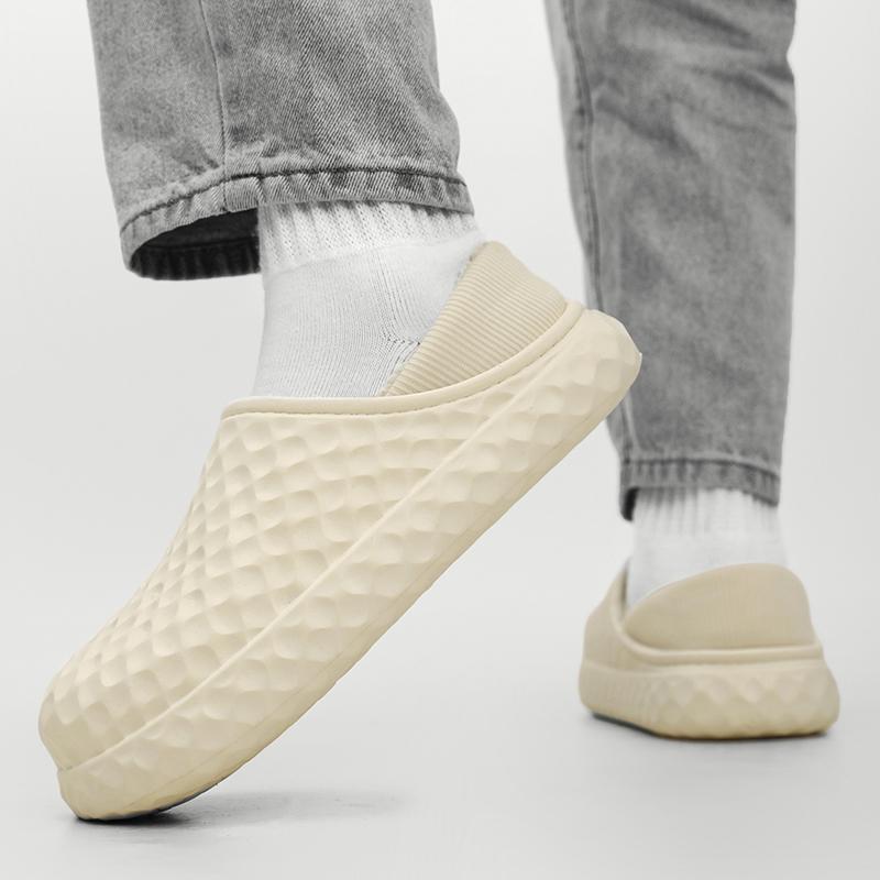 2024 Men Winter Velvet Man Slippers Warm Short Plush Slippers Non-slip Bedroom Slippers Home Couple Soft Shoes 36-45