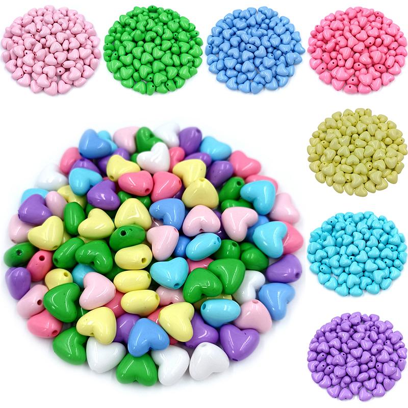 Творческие бусины в форме сердца, браслет, ожерелье, аксессуары, акриловые украшения, фурнитура, 20 шт., свободные бусины, подвески, сделай сам, конфетный цвет для изготовления ювелирных изделий