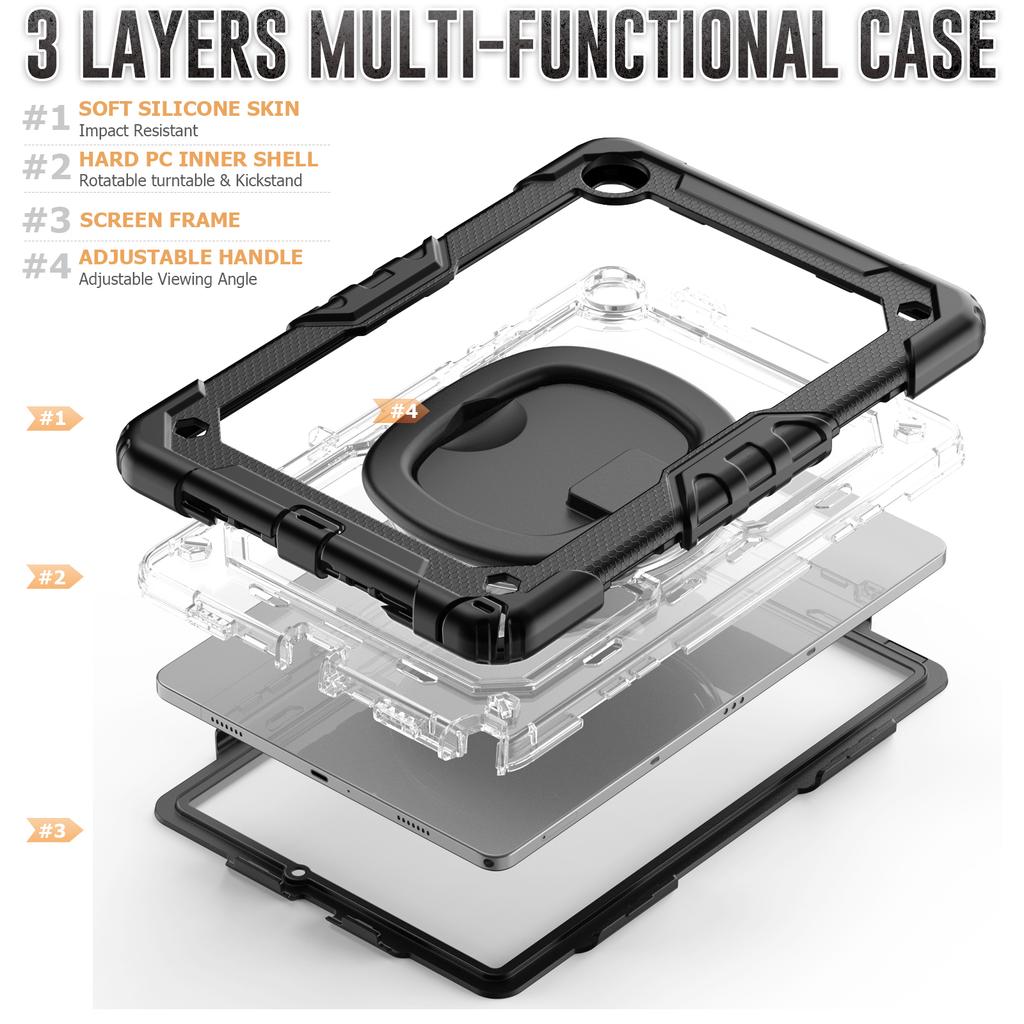 For Samsung Galaxy Tab A9+ SM-X210/X216/X218 Case Ring Kickstand PC+Silicone Shockproof Tablet Cover