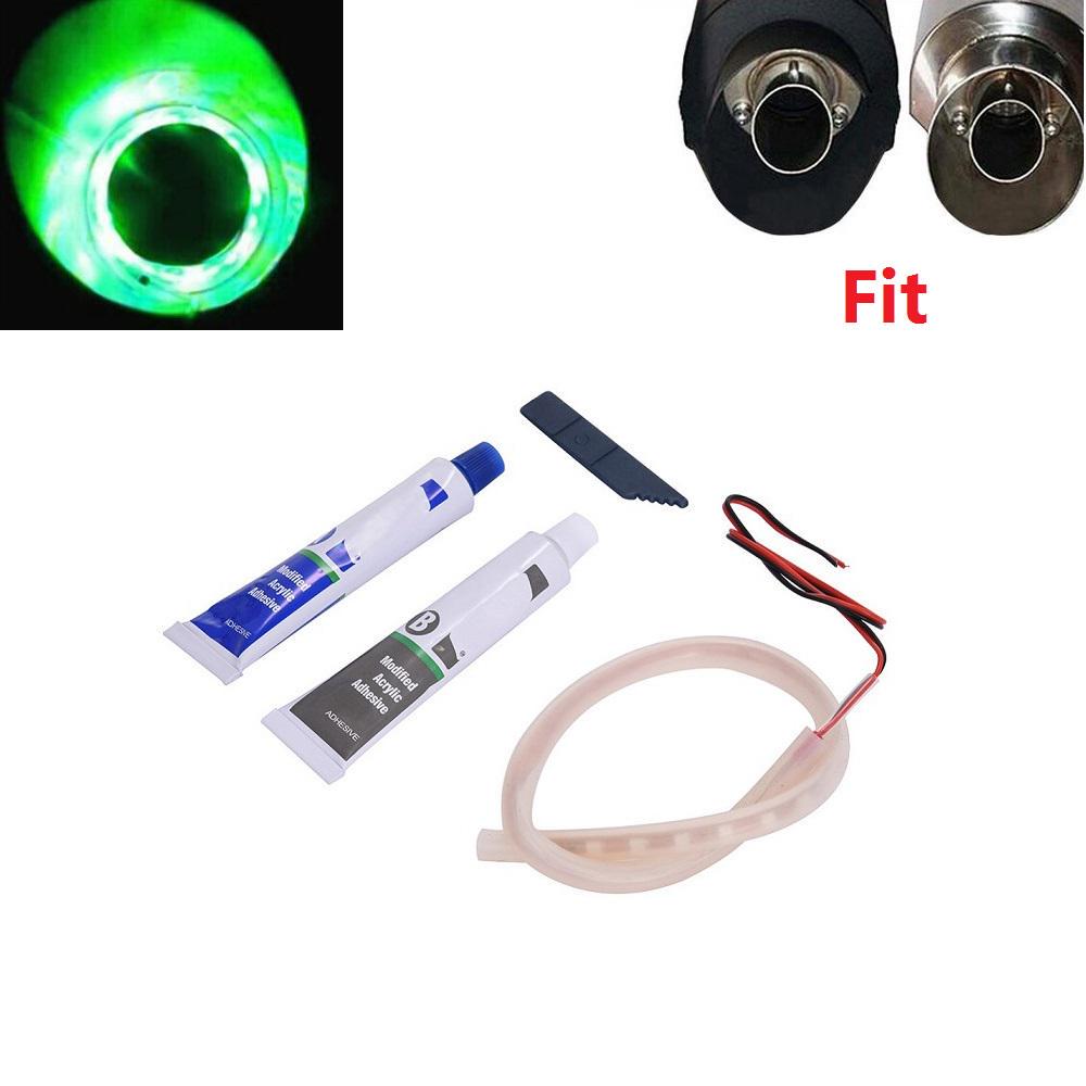 1 комплект, светодиодный светильник для автомобиля, мотоцикла, лампа выхлопной трубы, предупреждающие индикаторы стрельбы, ремонт скутера, факельная лампа
