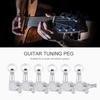 Hollow Handle Tuning Pegs Locking Machine Heads for Acoustic Electric Guitar (Silver 6R)