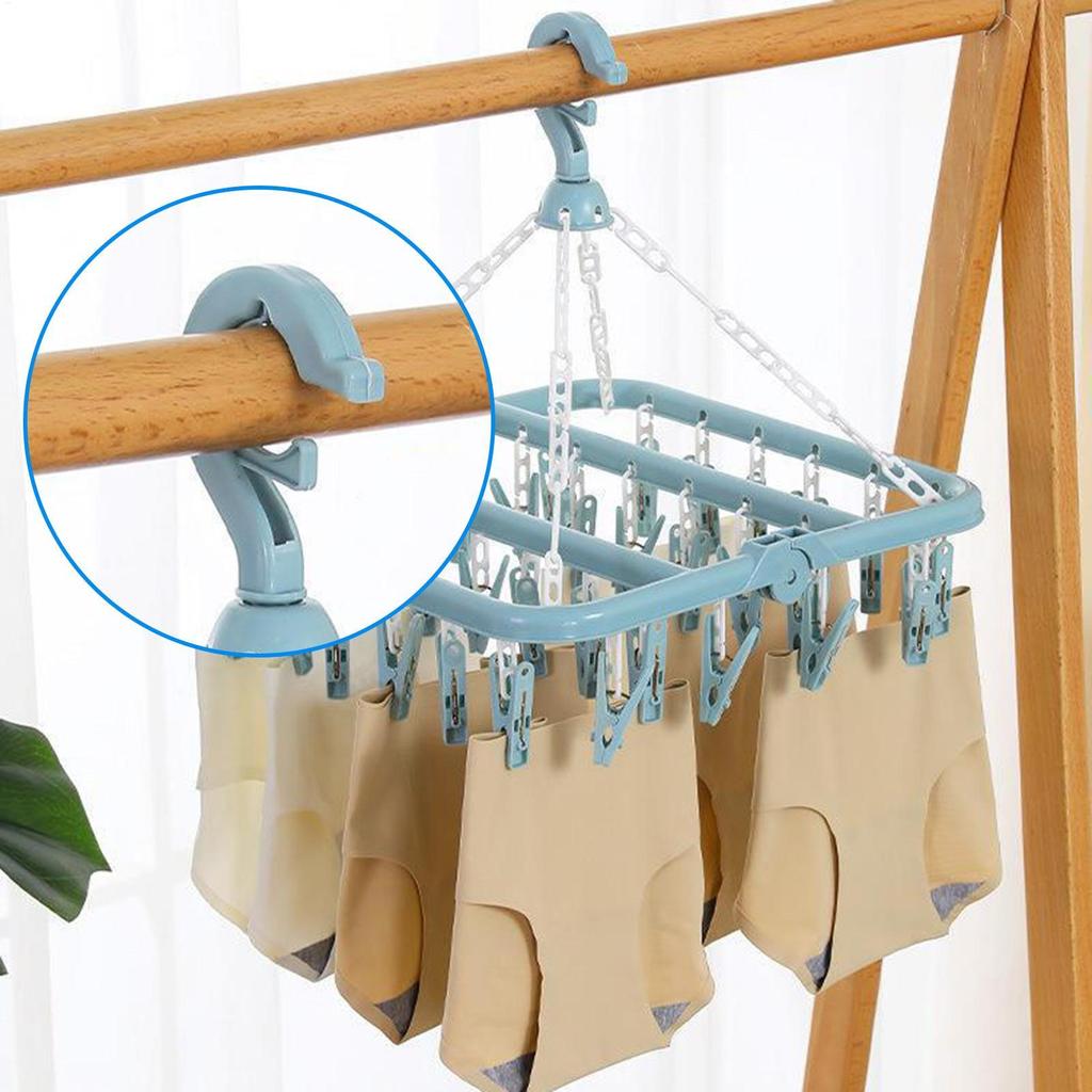 32 Clip Folding Clothes Hanger Towel Drying Clips Plastic Hanging Drying Rack for Clothes Underwear Socks Gloves