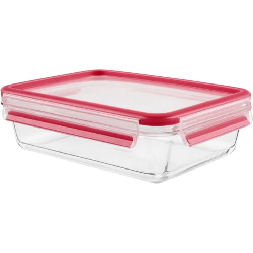 Tefal Storage Container, Rectangular 1.3L, Airtight, Integrated Packing Structure, Heat-resistant Glass, "Master Seal Glass Rectangle", Oven Cooking,