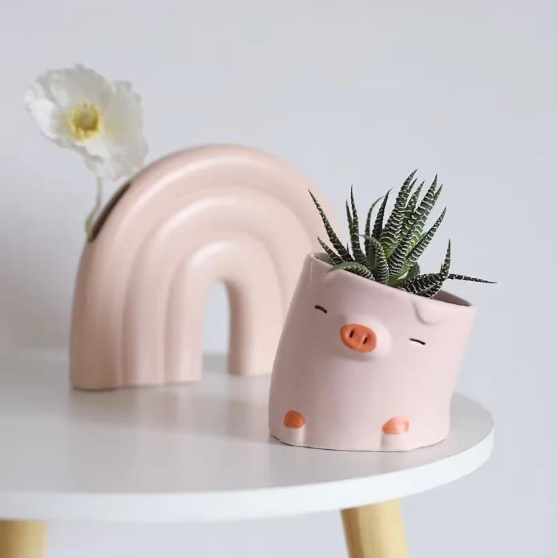 Cartoon Animals Succulent Plants Small Flower Pots Cute Desktop Personalized Home Decor Famous and Artistic Ornaments