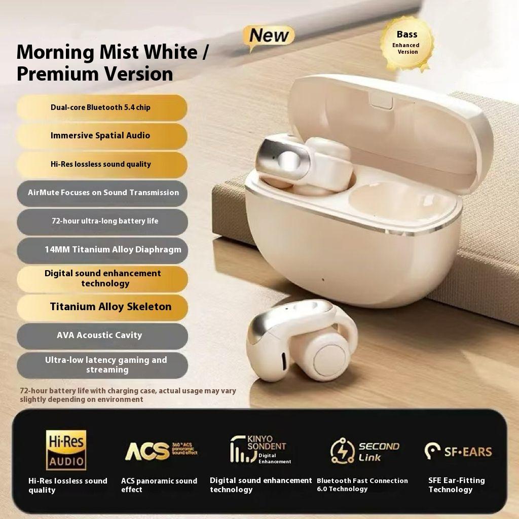 Ear Clip Bluetooth Headset Sports for Android Apple Long Battery Life Digital Display