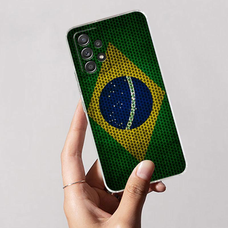 Прозрачный мягкий чехол для телефона с флагом Бразилии для Samsung Galaxy A56 A57 A37 A55 A54 A36 A35 A26 A25 A16 A17 A07 A52 A34 A73 A53 A21s