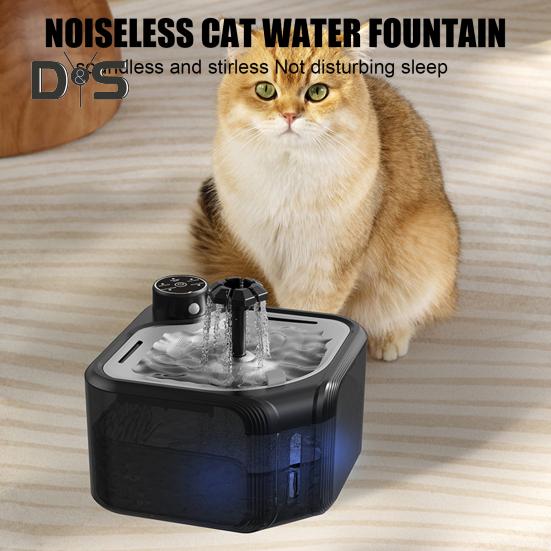 2.8L/95oz беспроводной фонтанчик для кошек ультра-тихий автоматический диспенсер для воды для собак с датчиком движения и крышкой из нержавеющей стали для