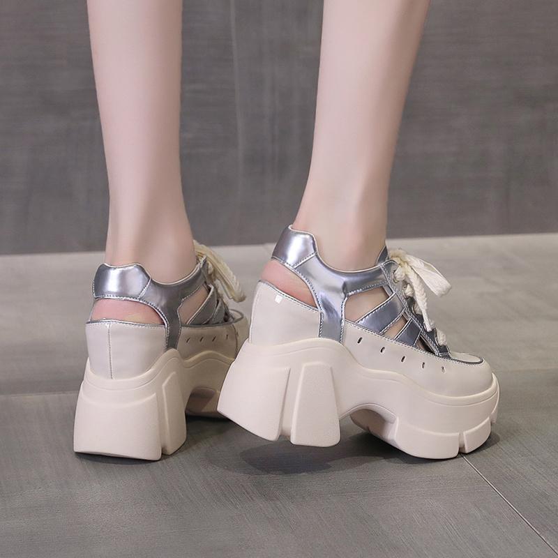 Женские сандалии 10 см, летние, новые, толстая подошва, пляжные, большого размера, мягкая подошва, нескользящая, желеобразная обувь, полая щиколотка, пряжка, круглый носок