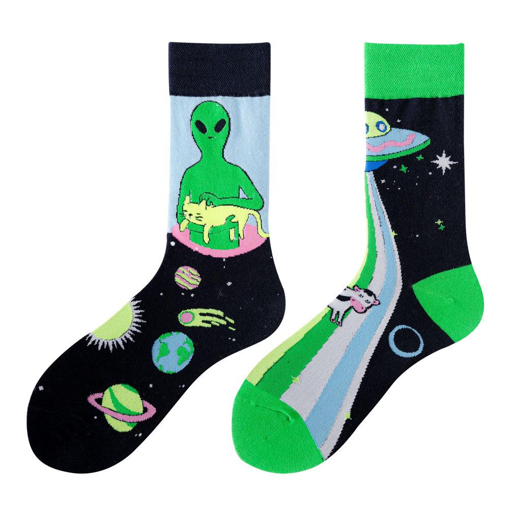 Asymmetric Colorful Christmas Cotton Socks for Couples