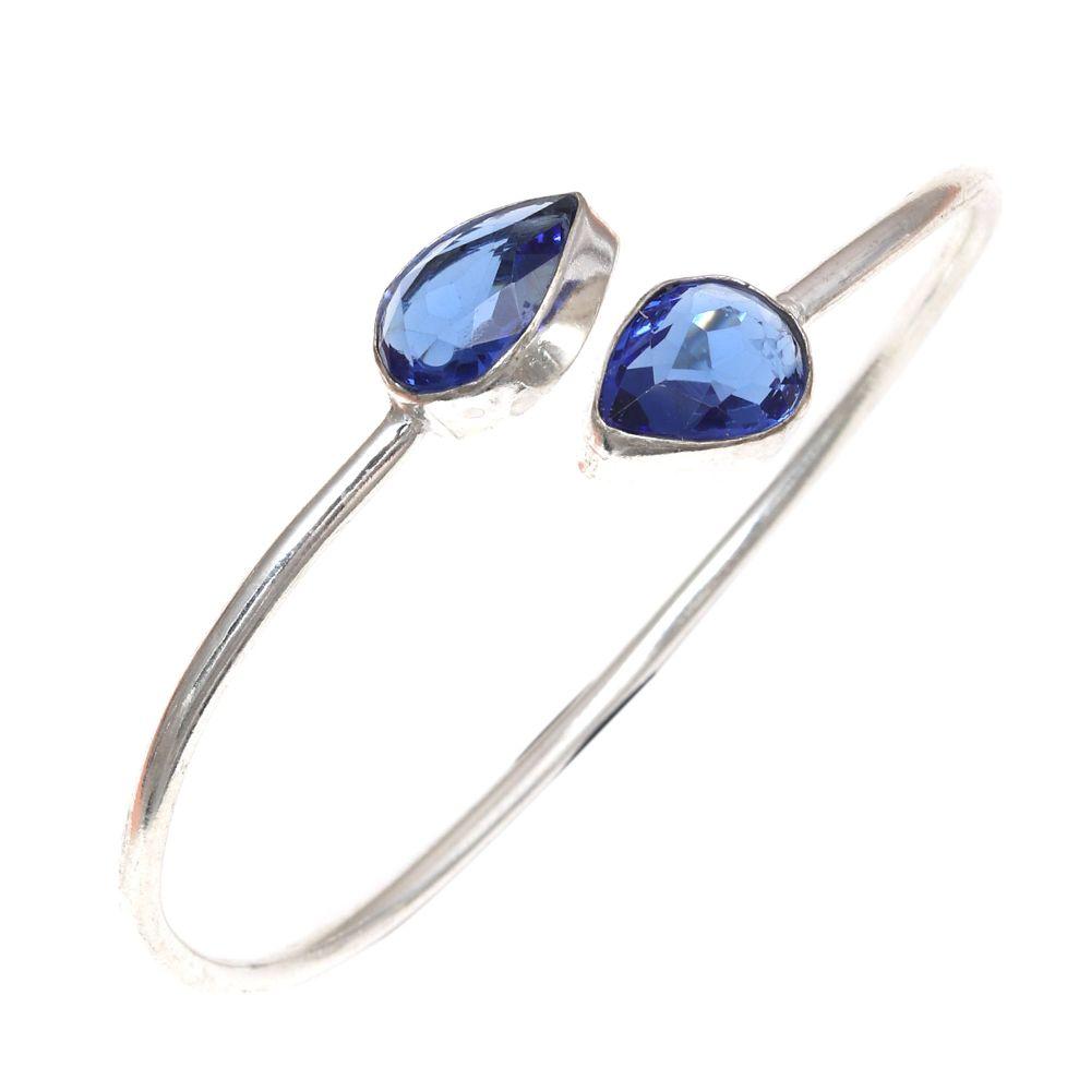 Tanzanite Quartz Gemstone Handmade Jewelry Cuff Bracelets 7''Adjustable