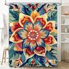 Multicolored Floral Shower Curtain Modern Bath Decor, Waterproof Fabric Home Bathroom Decoration Red, Blue, Yellow Flowers Desig