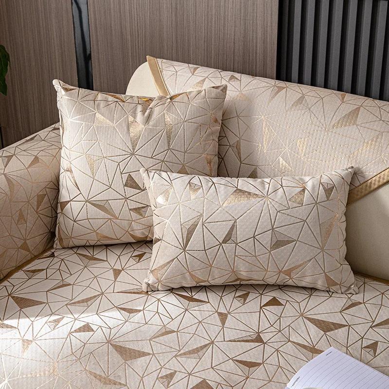 Light Luxury Style Sofa Cushion High-end Chenille Bronzing Craft Cushion Four Seasons Universal Non-slip Sofa Cover