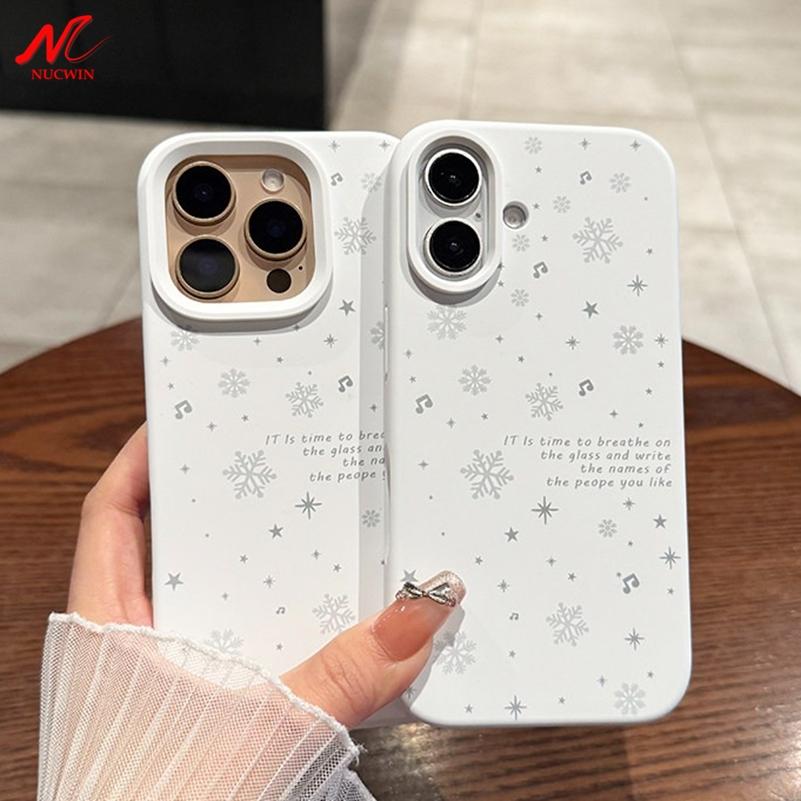 Ins Winter Snowflake Liquid Silicone Phone Case For iPhone 17 16 15 14 13 12 11 Pro Max Plus Air Camera Control Button Cover