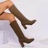 European and American Style Large Size Square Heel Suede Tall Fashion Boots Autumn New Models But Knee Women's Boots