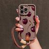 Милый Чехол для Телефона с Принтом Вишни, Ремешок-Шнурок для iPhone 11 12 13 14 15 16 17 Pro Max 16E XS X XR 7 8 Plus, Мягкий Силиконовый Чехол