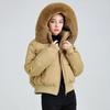 Women’s Short Hooded Windproof Thicken Warm Winter Jacket With Big Fur Collar
