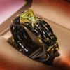 New Ring, European and American Fashion Personalized Two-color Jewelry Inlaid with Topaz Ring
