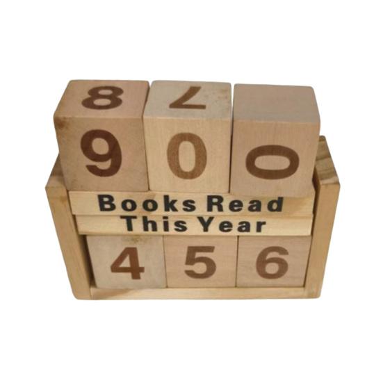 Деревянный счетчик прочитанных книг за год, трекер челленджа по чтению с кубиками-цифрами, книжная полка, украшение, книга