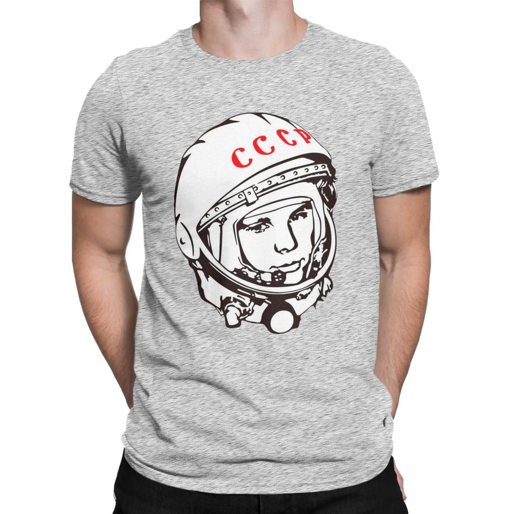 Vintage Yuri Gagarin USSR T-Shirts for Men T Shirt Cosmonaut Soviet Union Astronaut CCCP Short Sleeve Tees 4XL 5XL Clothes