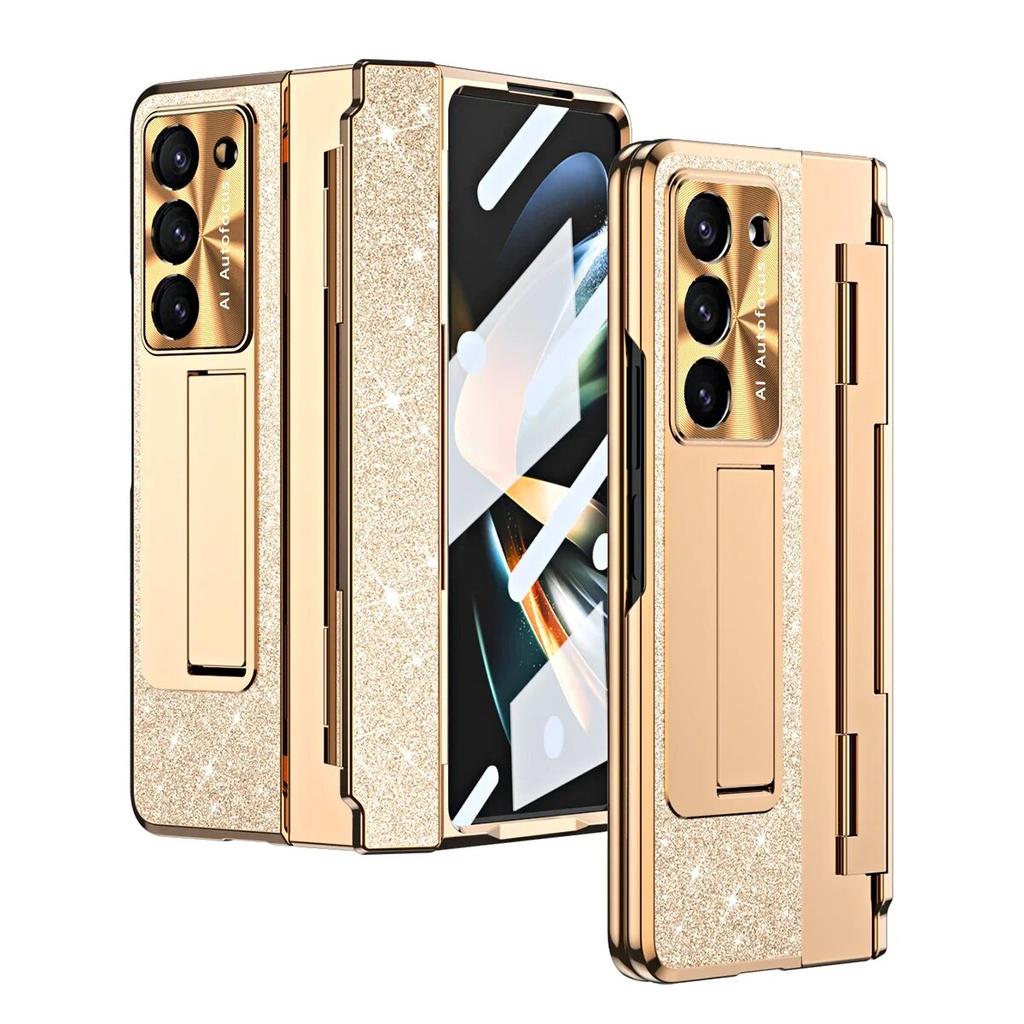 Роскошный кожаный защитный чехол с кронштейном для Samsung Galaxy Z Fold 5 4 3, чехол с защитной крышкой для экрана