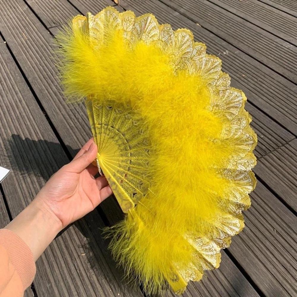 Accessories Handmade with Pendant Dance Hand Fan Party Decor Feather Folding Fan Wedding Gift