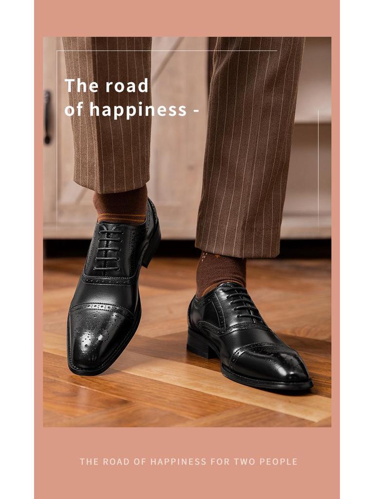 Новые осенние мужские кожаные деловые оксфорды броги — модные, дышащие, готовые к свадьбе.