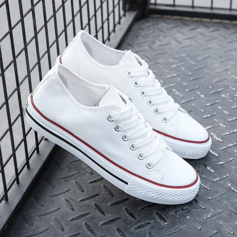 Модная парусиновая обувь для пар, студентов, спортивная однотонная парусиновая обувь