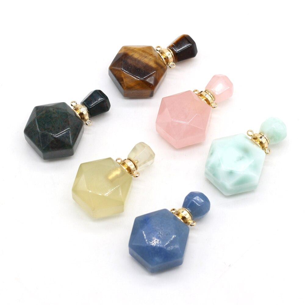 1Pc Unique Perfume Bottle Energy Natural Stone Pendant, Reiki Healing Crystal Charms for DIY Women Necklace Accessories - Jewelry Making Crafts Gifts