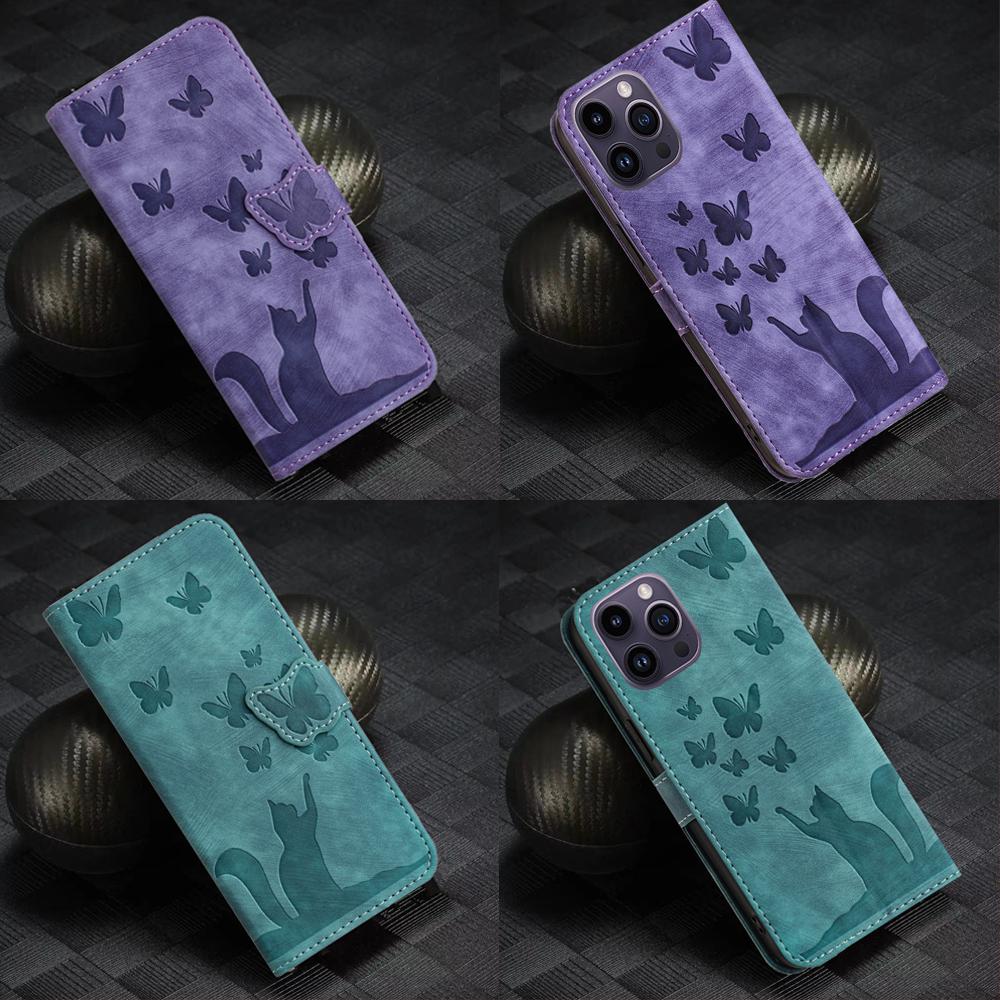 Роскошный кожаный 3D-тиснение линий, сплошной цвет, чехол-кошелек для телефона, подставка для книг для iPhone, Samsung, Xiaomi, Oppo, держатель для магнитных карт, милая сумка с откидной крышкой для девочек