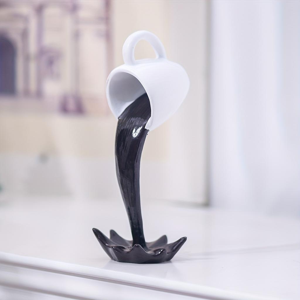 1Pc Levitation Resin Mug Flowing Coffee Cup Home Resin Ornaments Mug Coffee Tipping Decorations