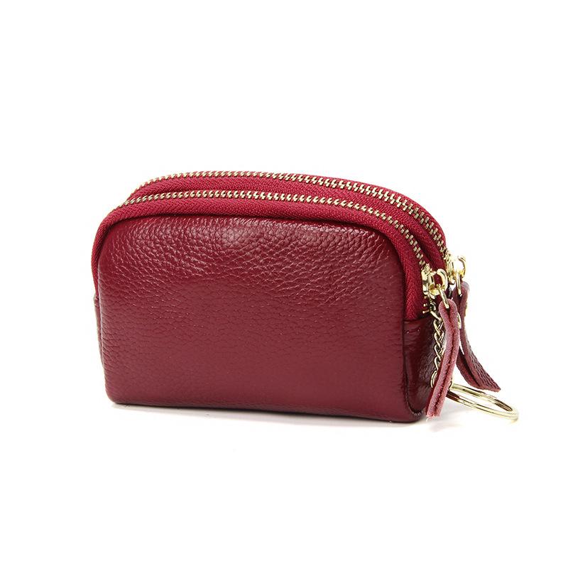 Европейско-американский кошелек для монет из натуральной кожи - Двойная молния, Большая вместимость, Стильный клатч