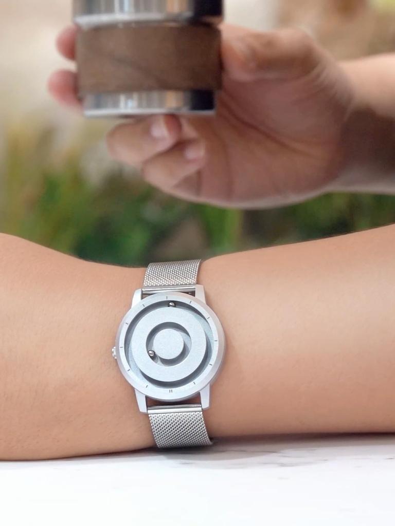 Magnetic Ball Bearing Quartz Minimalism Silver Silver Stainless Steel Mesh Belt [EUTOUR] Watch, Design, Men's Watch, Watch, Casual, Waterproof, 40MM,