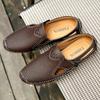 New Men Casual Leather Soft Bottom Shoes Italian Hollow Out Breathable Slip On Boat Shoes Flat Driving Loafers Size38-47