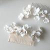 Romantic White Ceramic Flower Bridal Hair Comb Bridesmaid Wedding Accessories Hair Piece Jewelry
