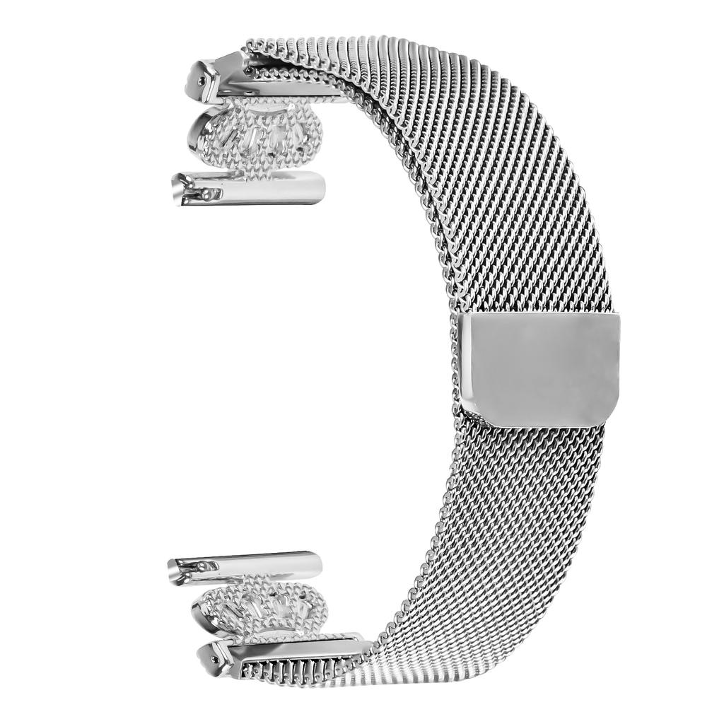 For Mibro Air Watch Band Silver Stainless Steel Crown Clasp Milanese Wrist Strap