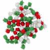Mini Glitter Pompon Red Green White 0.8 Cm 200 Pieces