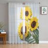 Sunflower Leaves Flowers Wood Sheer Tulle Window Curtains For Living Room Bedroom Kitchen Veiling Curtain Home Decoration