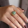 New Vintage Gold Color Plated Inlaid Green Stone Rings for Women Fashion Adjustable Ring Nephrite Wedding Party Jewelry Gifts