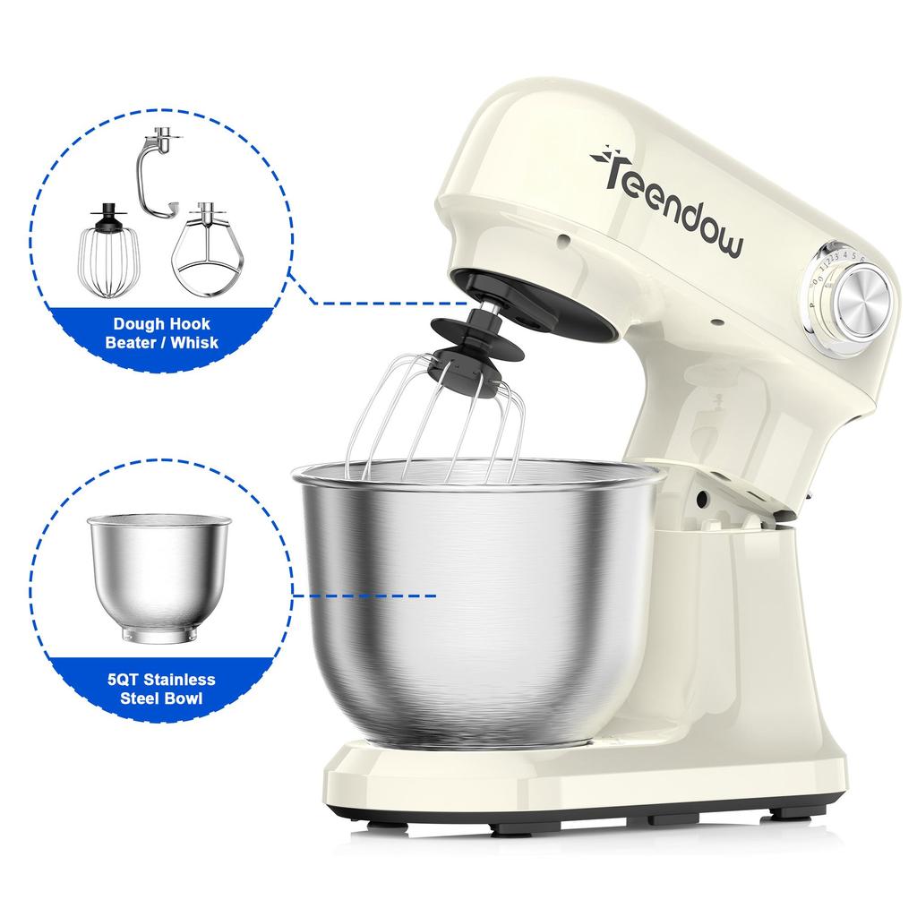 TEENDOW SM-B03 Home Food Processor,1500W,12 speed settings,extra-large 5L capacity,304 stainless steel bowl,food-grade accessories.
