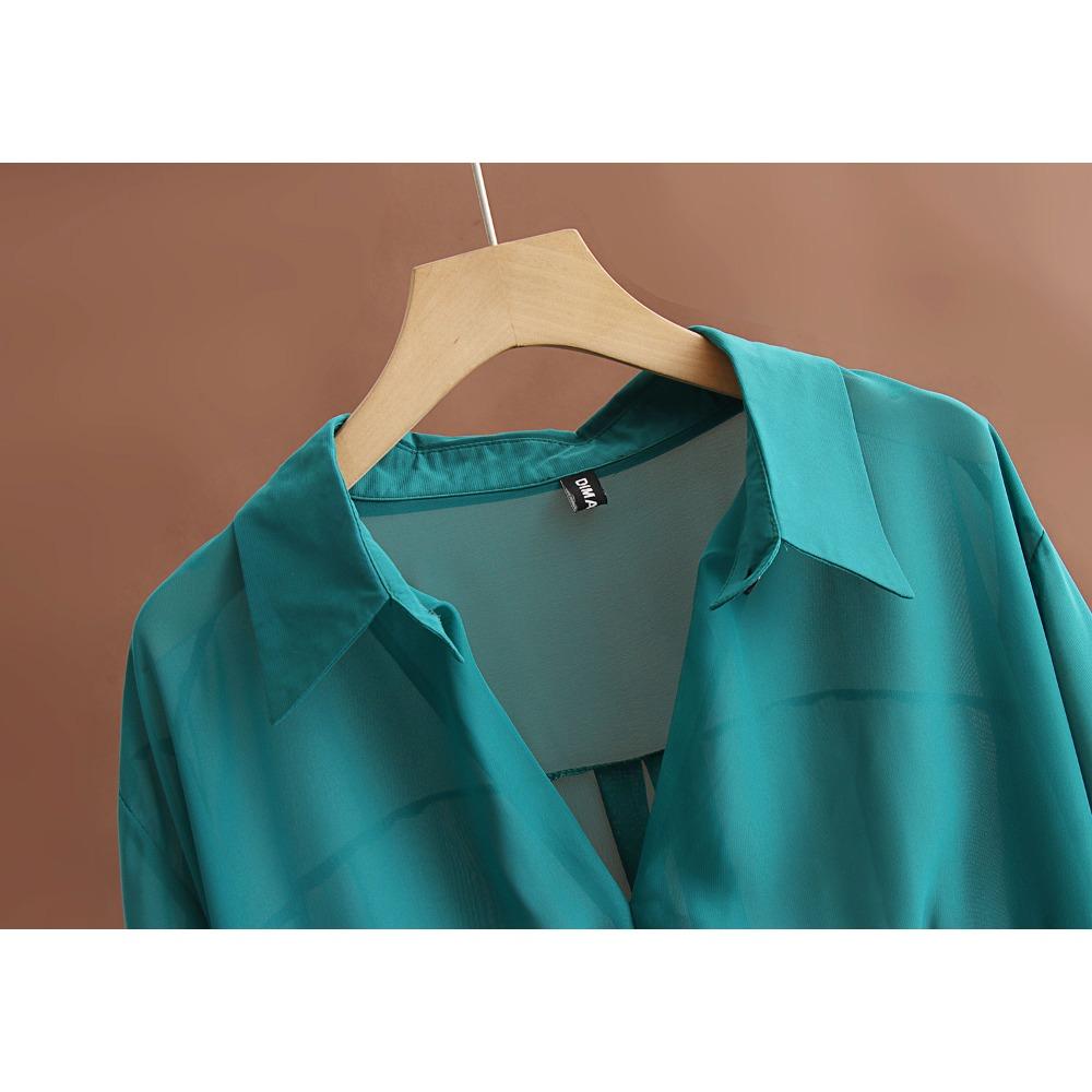 DIMANAF Женская блузка больших размеров, длинные рубашки, большие размеры, летние элегантные офисные женские топы, туника, свободная повседневная однотонная женская одежда 2024