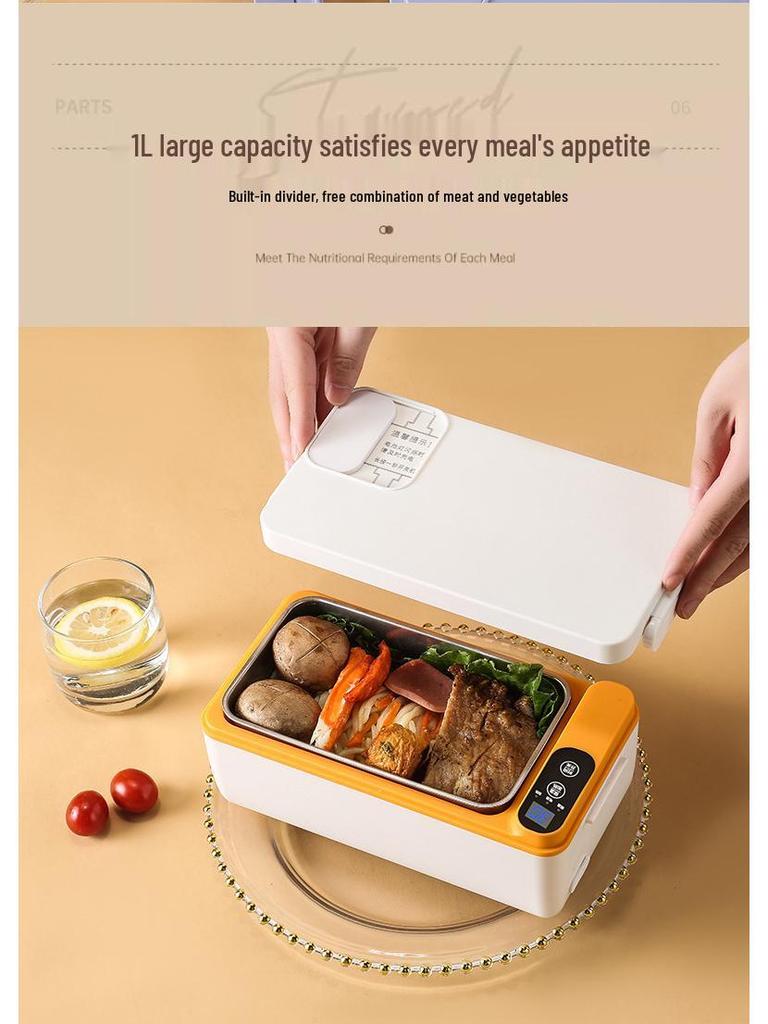 Перезаряжаемый электрический ланч-бокс большой вместимости с подогревом и изоляцией, с подкладкой из нержавеющей стали 304 для студентов и офисных работников.