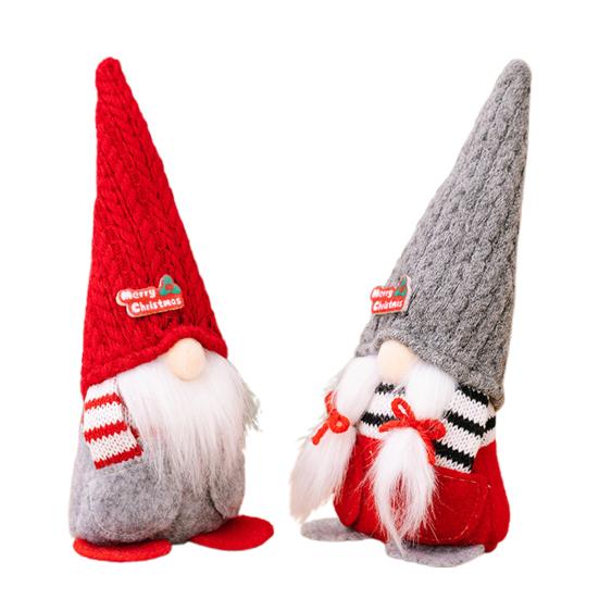 Рождественская кукла-гном без лица, плюшевое украшение в виде гнома с вязаной остроконечной шапкой, мягкие руки в карманах, кукла-гном для праздничного декора