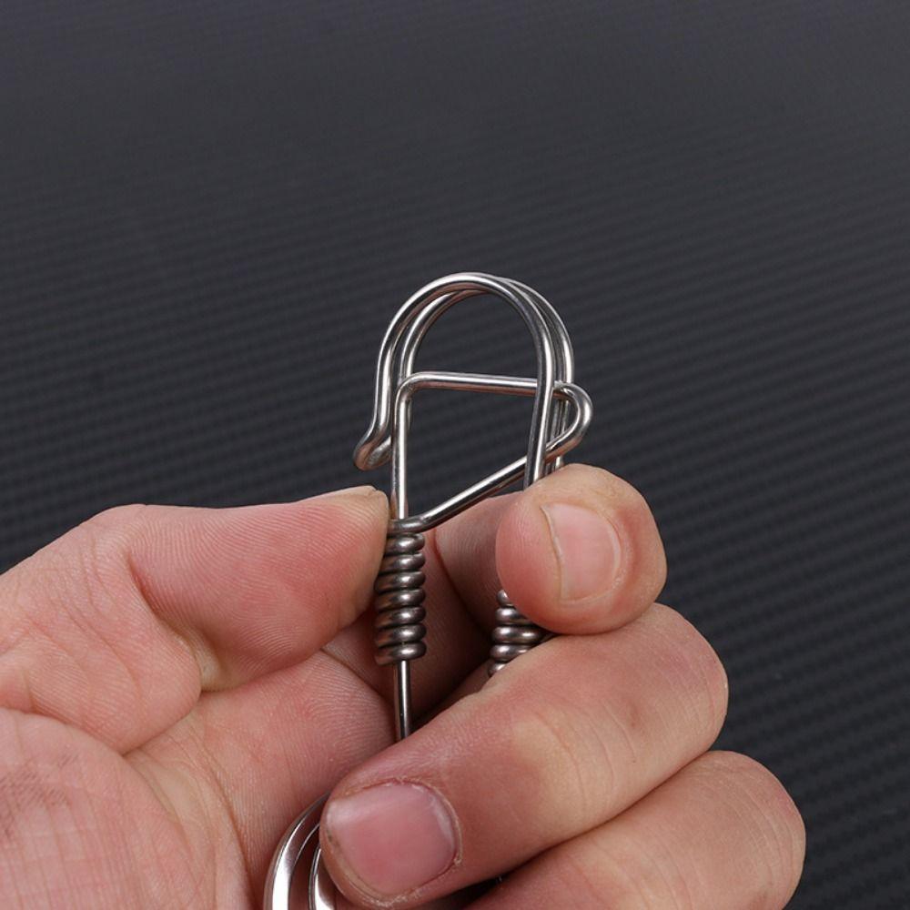 Stainless Steel Clasp Dual Lock Keychain Snap Clip Carabiner Key Ring Belt Clip