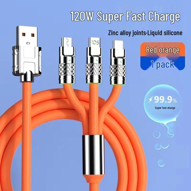 Быстрый 3-в-1 USB-кабель 100 Вт для автомобильных зарядных устройств Apple и Type-C