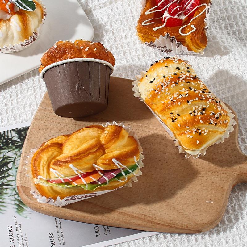 ПВХ Имитация Квадратный Стаканчик для Кекса Хлеба Выпечки Продуктовый Модель Холодильника Наклейка Пекарня Мягкий Хлеб Реквизит Украшение Окно Витрина