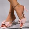 Fashion Elegant Ladies Crystal Strap High Heels Sandals Women Summer 2025 Pink Bowtie Party Wedding Shoes Woman Big Size Gladiator Shoes
