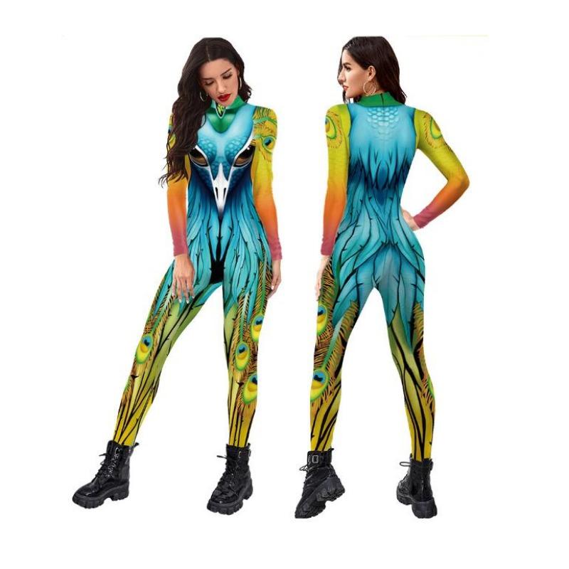 Косплей Женщины Робот Панк Печатный Ретро Механика Боди Костюм Зентаи Хэллоуин Выступление Костюм