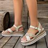 2024 весна-лето женские сандалии большого размера на пеньковой веревке с толстой подошвой женские сандалии с пряжкой на танкетке женские сандалии с застежкой-молнией