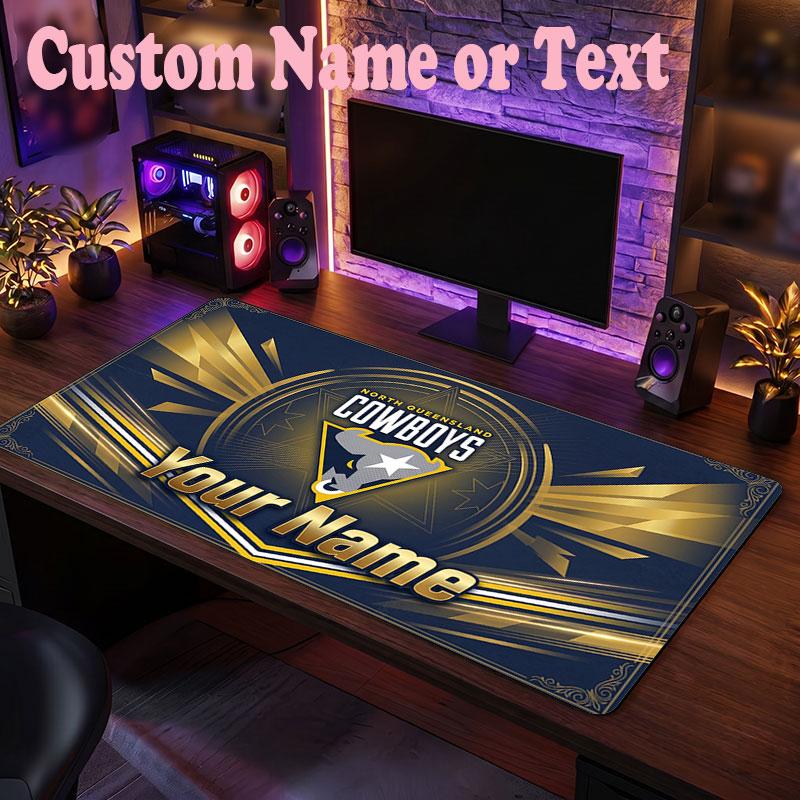 North Queensland Cowboys Customized Name Text Mouse Pad, Large Desk Mouse Mat Personalized Home Office Present